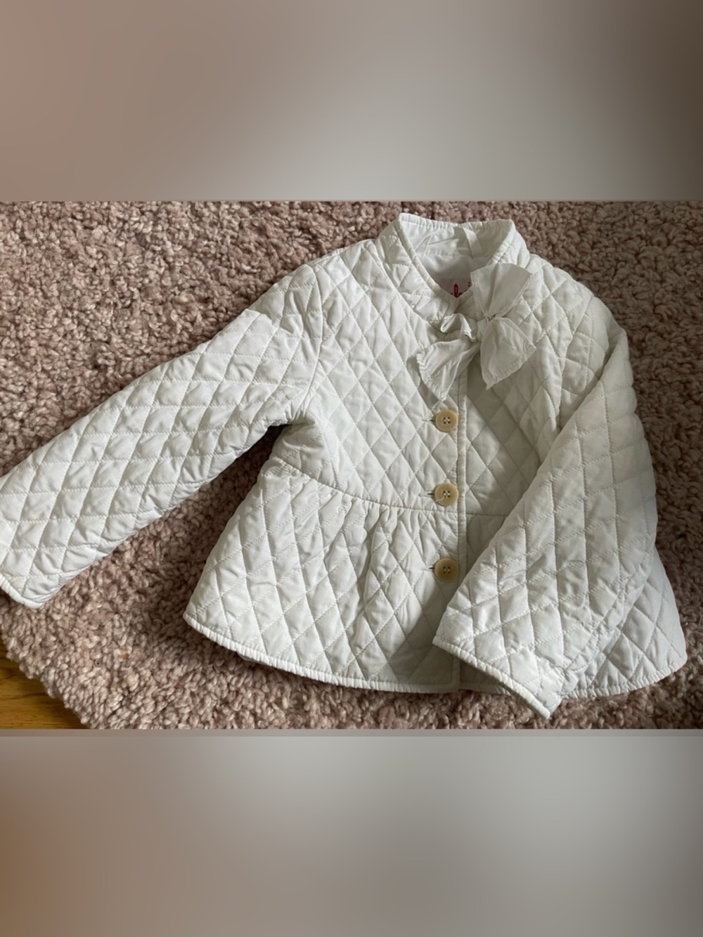 Il Gufo White Quilted Bow-Front Peplum Jacket